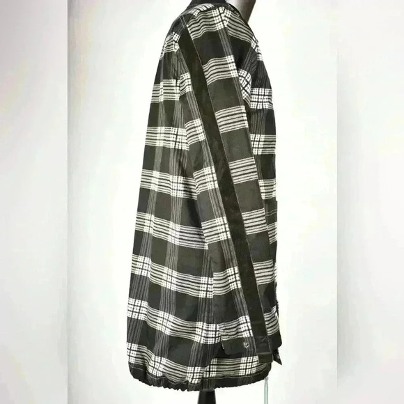 PUMA x RHUDE Black White Check Cotton Stretch Velvet Long Raincoat Jacket  Small - Picture 4 of 12